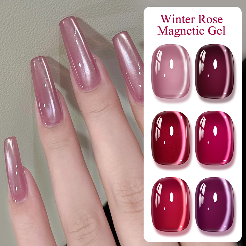 Resin Art Rose - Pembe Kış Gülü Kedi Manyetik Jel