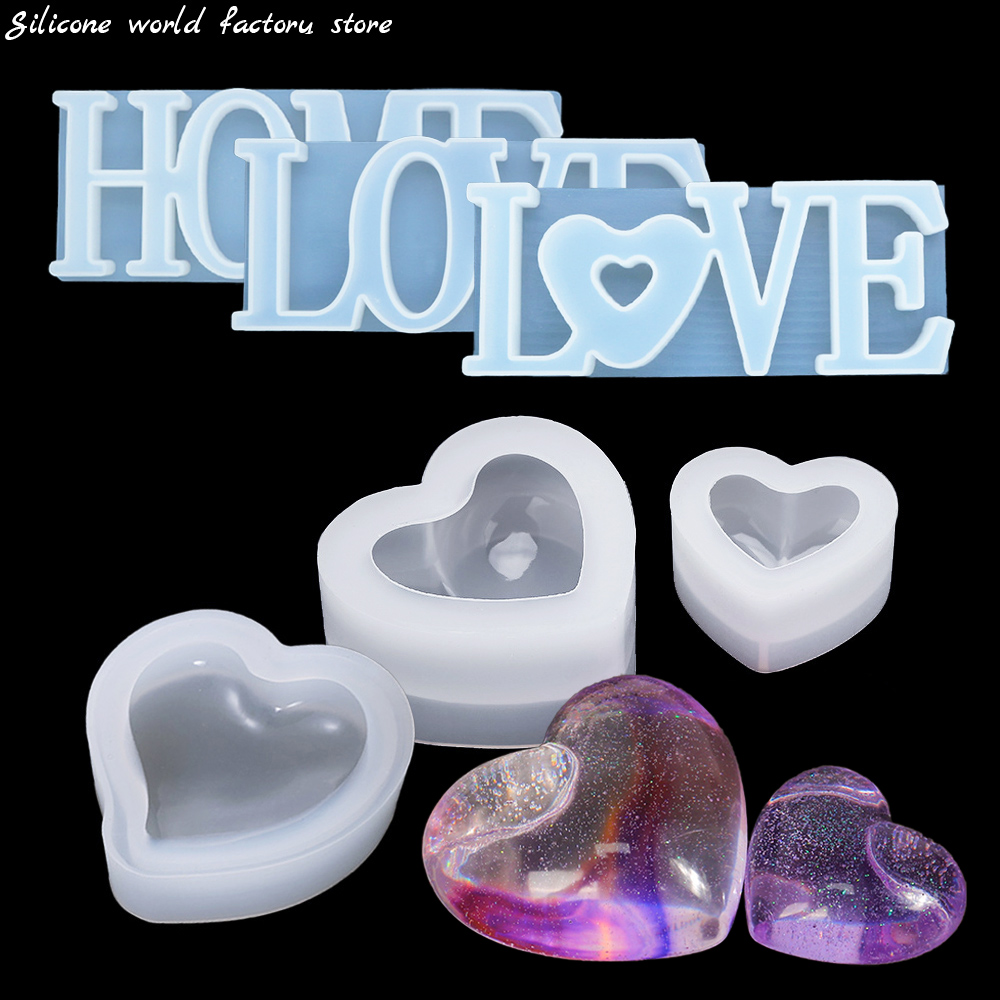 Resin Art Alphabet - Silikon Dünya 3D Kalp Mum Silikon